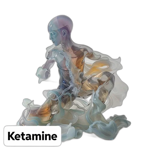 creature, 3d render, concept art, vaporwave, translucent, sculpture, humanoid, figure transparent PNG cut-out