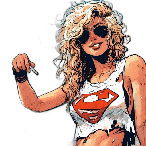 comic book art, cartoon, concept art, fantasy art, illustrated, woman, beach, setting transparent PNG cut-out