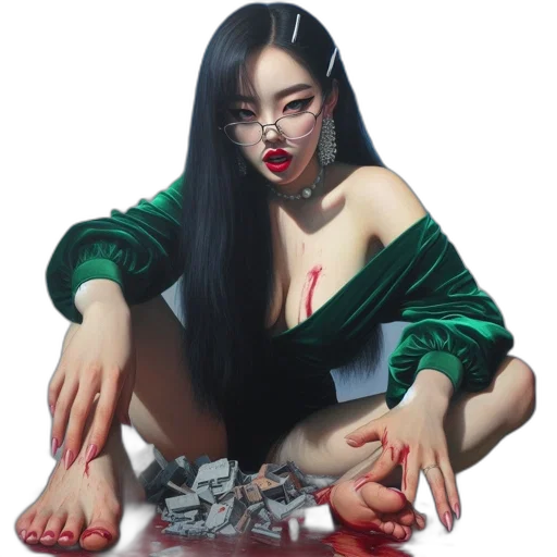 jewelry, photorealistic, fantasy art, oil painting, concept art, green, red, woman transparent PNG cut-out