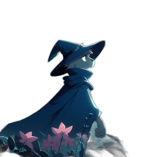 dress, staff, hat, crown, concept art, fantasy art, anime, pixel art transparent PNG cut-out