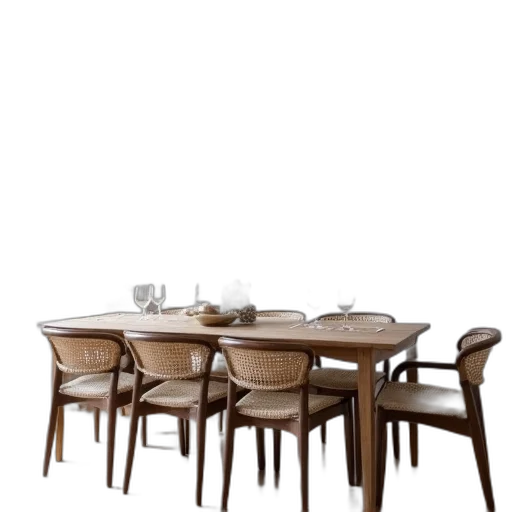 furniture, 3d render, photorealistic, earth tones, dining, room, farmhouse, style transparent PNG cut-out