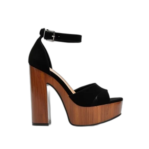 shoes, furniture, 3d render, pair, black, high-heeled, sandals, wooden transparent PNG cut-out