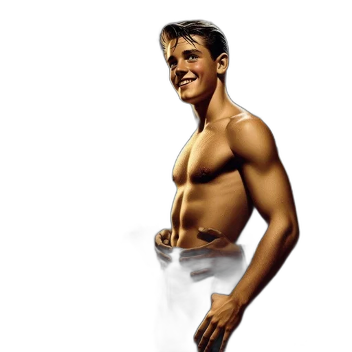 photorealistic, concept art, comic book art, 3d render, two, figures, one, shirtless transparent PNG cut-out