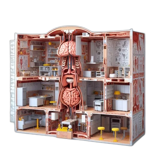 robot, building, furniture, 3d render, concept art, unusual, conceptual, design transparent PNG cut-out