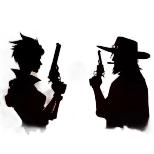 weapon, staff, concept art, pixel art, comic book art, anime, two, silhouettes transparent PNG cut-out