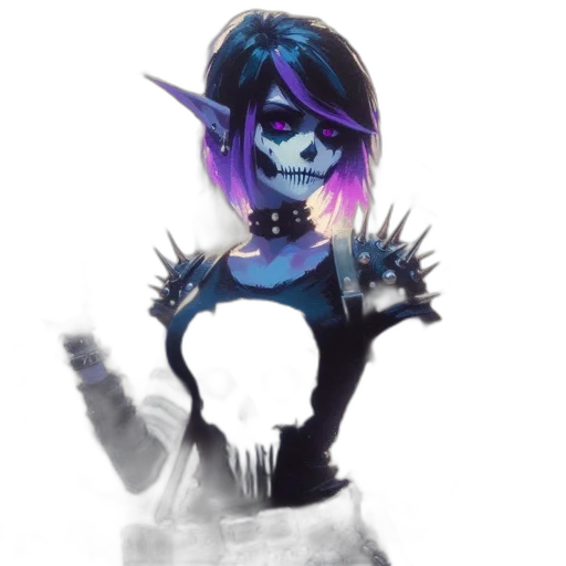 mask, staff, dress, fantasy art, concept art, pixel art, cyberpunk, neon lights transparent PNG cut-out
