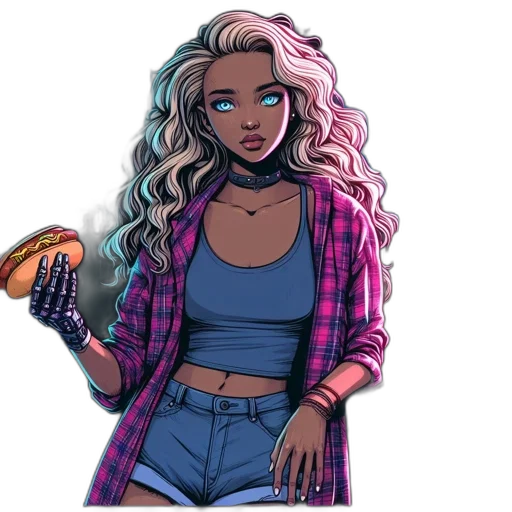 jacket, cartoon, comic book art, concept art, vaporwave, neon lights, neon, pastel transparent PNG cut-out