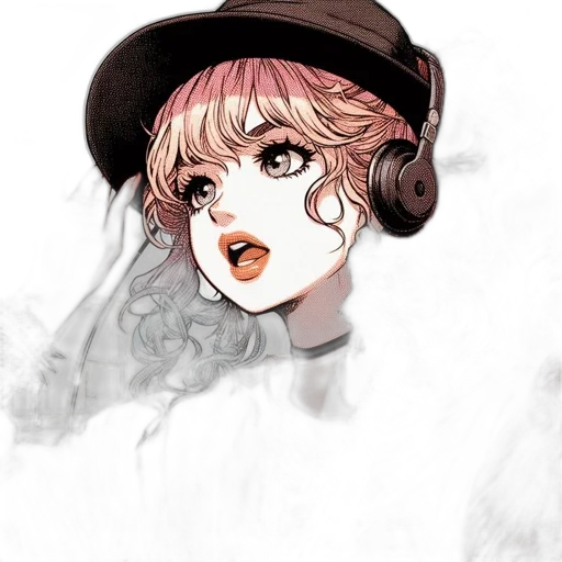 hat, face, mask, staff, watercolor, anime, cartoon, comic book art transparent PNG cut-out