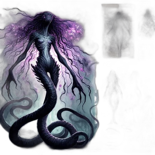 creature, dragon, concept art, fantasy art, watercolor, comic book art, dark, monochrome transparent PNG cut-out
