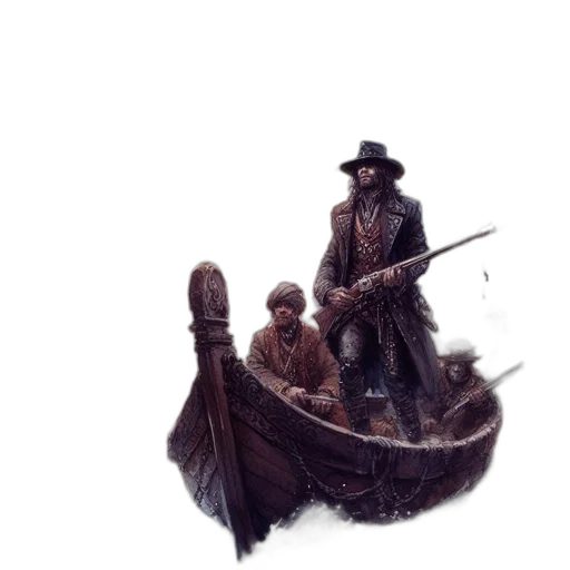hat, weapon, sword, jacket, concept art, fantasy art, photorealistic, comic book art transparent PNG cut-out