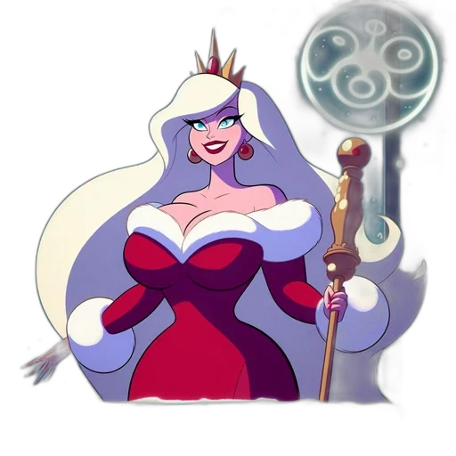 crown, staff, dress, jewelry, concept art, fantasy art, cartoon, comic book art transparent PNG cut-out