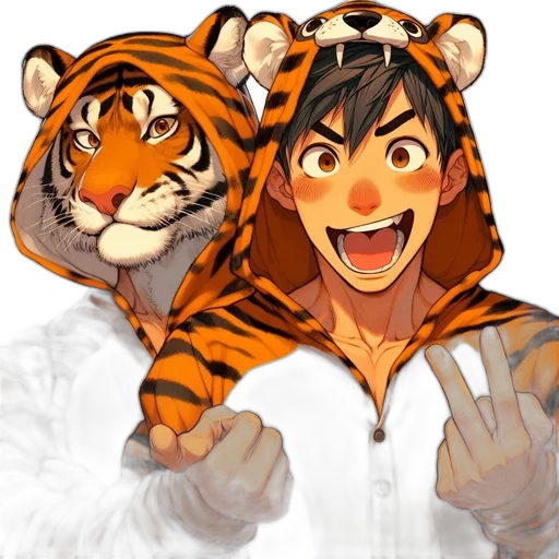 animal, concept art, anime, photorealistic, 3d render, two, characters, young transparent PNG cut-out