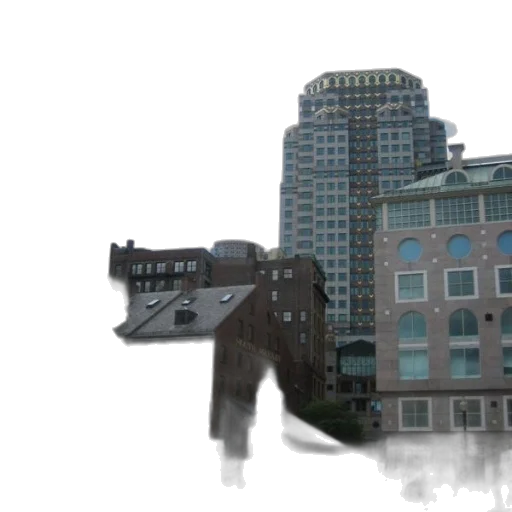 building, robot, mask, photorealistic, concept art, 3d render, city street, fog transparent PNG cut-out