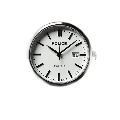 police, watch, black, strap, white, face transparent PNG cut-out