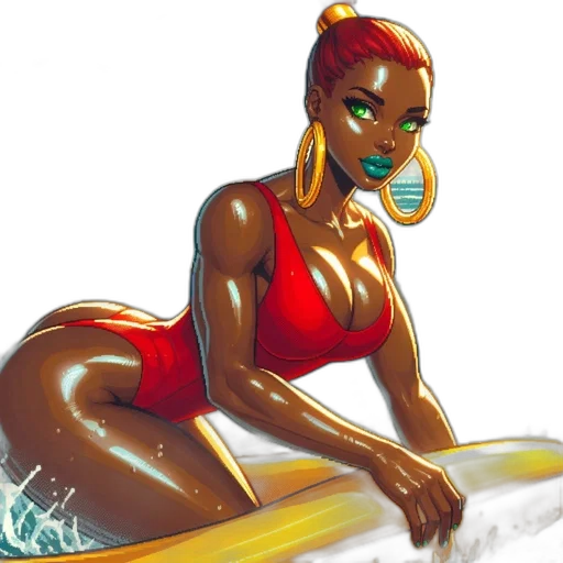 concept art, comic book art, fantasy art, cartoon, red, neon, woman, hair transparent PNG cut-out