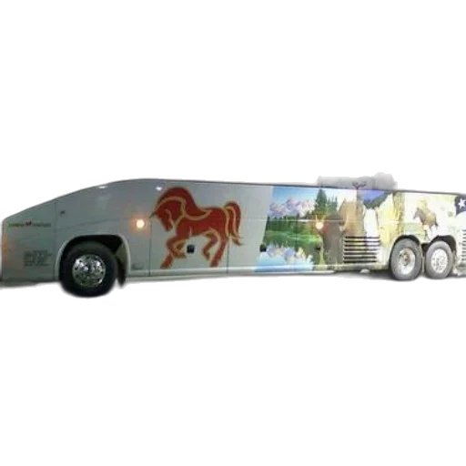 concept art, 3d render, photorealistic, white, bus, red, horse, graphic transparent PNG cut-out