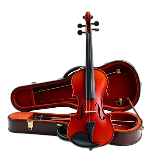 weapon, photorealistic, 3d render, violin, black, body, red, bow transparent PNG cut-out