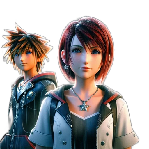 jacket, concept art, 3d render, photorealistic, anime, two, animated, characters transparent PNG cut-out