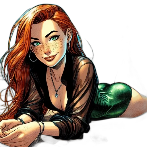jewelry, comic book art, cartoon, fantasy art, concept art, green, earth tones, young transparent PNG cut-out