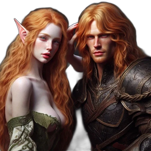 fantasy art, concept art, photorealistic, 3d render, two, individuals, inhabit, old transparent PNG cut-out