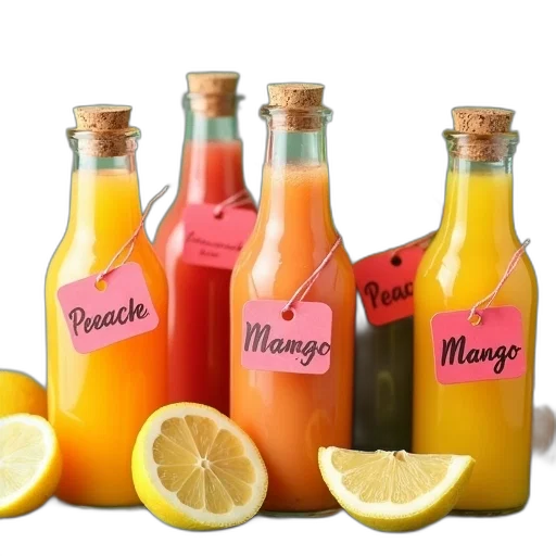 bottle, food, 3d render, photorealistic, neon, colorful, collection, juices transparent PNG cut-out
