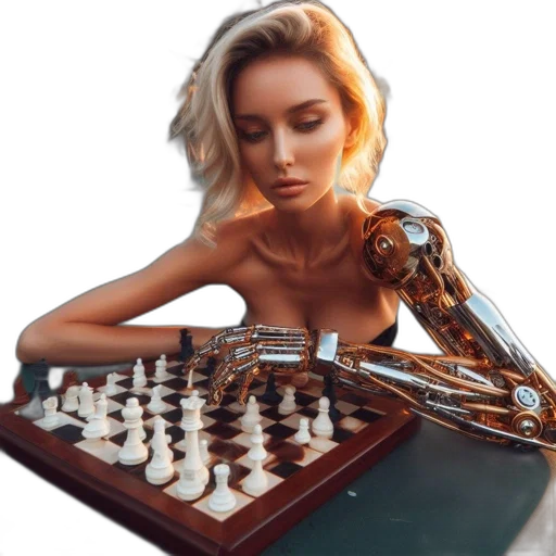 jewelry, robot, dress, weapon, photorealistic, fantasy art, cyberpunk, oil painting transparent PNG cut-out