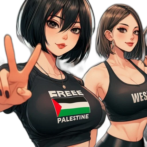 concept art, cartoon, anime, comic book art, two, females, sports, attire transparent PNG cut-out