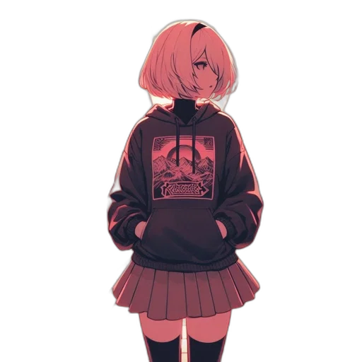 jacket, dress, robot, creature, pixel art, anime, concept art, cyberpunk transparent PNG cut-out