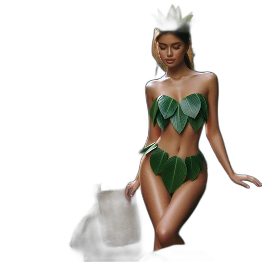 creature, concept art, fantasy art, pixel art, 3d render, underwater, green, woman transparent PNG cut-out