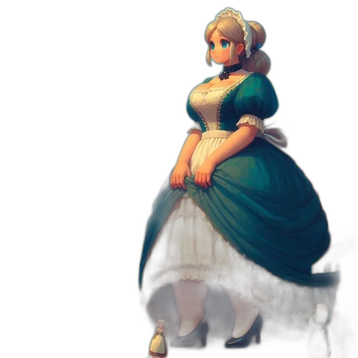 dress, staff, crown, weapon, concept art, pixel art, fantasy art, watercolor transparent PNG cut-out