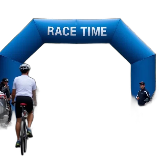 group, people, participating, race, street, large, blue, archway transparent PNG cut-out