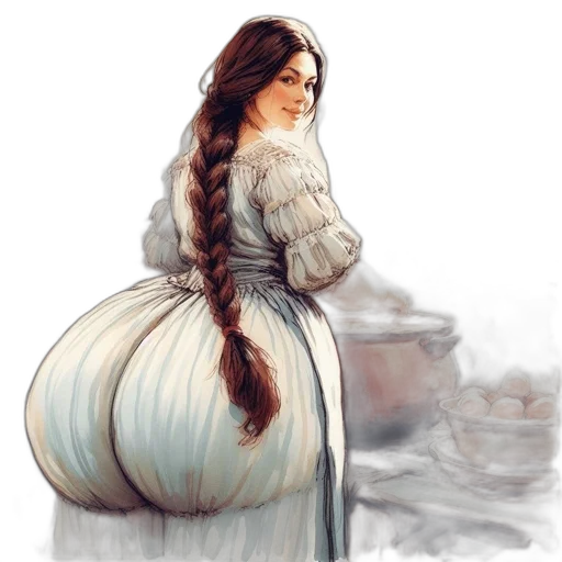 dress, hair, photorealistic, fantasy art, concept art, oil painting, snow, woman transparent PNG cut-out