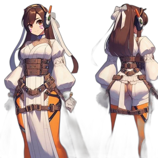 dress, staff, concept art, fantasy art, anime, pixel art, monochrome, earth tones transparent PNG cut-out