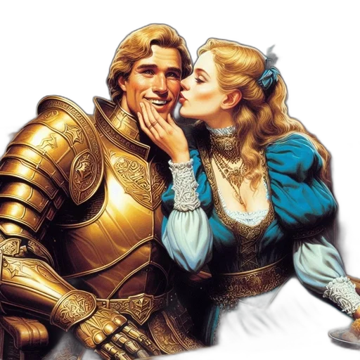 sword, fantasy art, concept art, photorealistic, fire, couple, share, tender transparent PNG cut-out