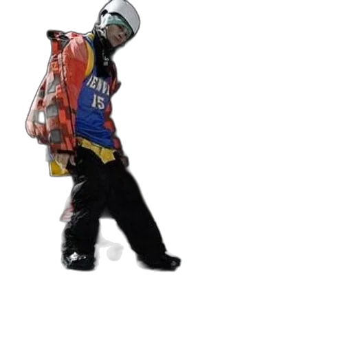 jacket, staff, robot, 3d render, concept art, snowboarder, wearing, blue transparent PNG cut-out