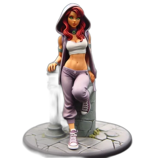 concept art, 3d render, comic book art, fantasy art, detailed, figurine, woman, modern transparent PNG cut-out