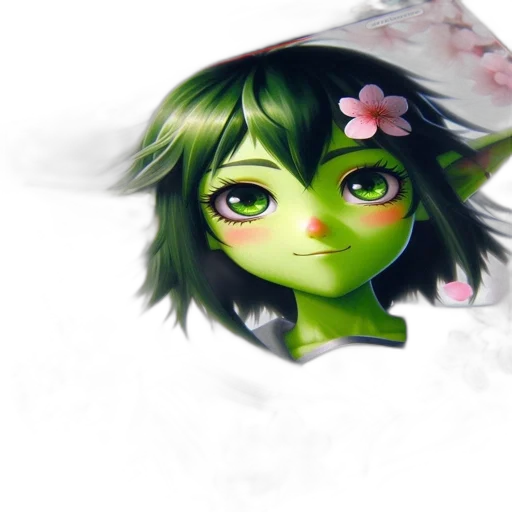 face, mask, staff, flower, fantasy art, concept art, 3d render, photorealistic transparent PNG cut-out