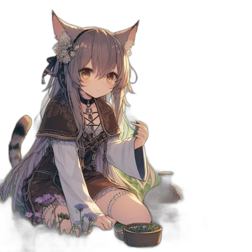 staff, dress, animal, weapon, fantasy art, anime, concept art, pixel art transparent PNG cut-out
