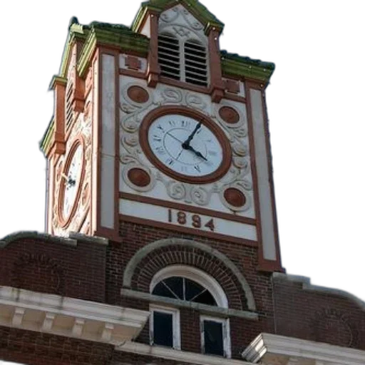 building, staff, face, 3d render, photorealistic, city street, clock, tower transparent PNG cut-out