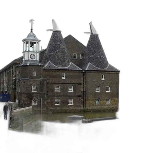 building, 3d render, photorealistic, concept art, city street, fog, snow, historic transparent PNG cut-out