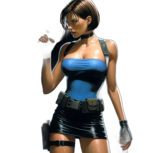 weapon, concept art, comic book art, photorealistic, cyberpunk, blue, woman, top transparent PNG cut-out