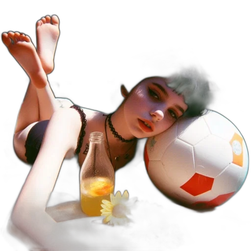 photorealistic, concept art, fantasy art, 3d render, fire, beach, young, woman transparent PNG cut-out