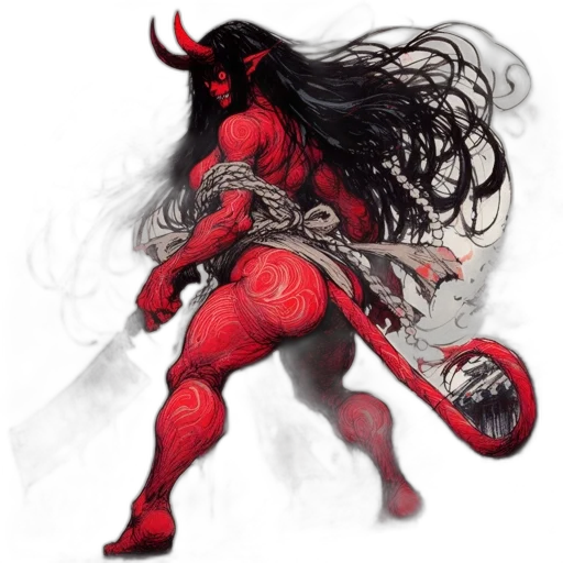 fantasy art, concept art, comic book art, pixel art, red, fierce, red-haired, creature transparent PNG cut-out