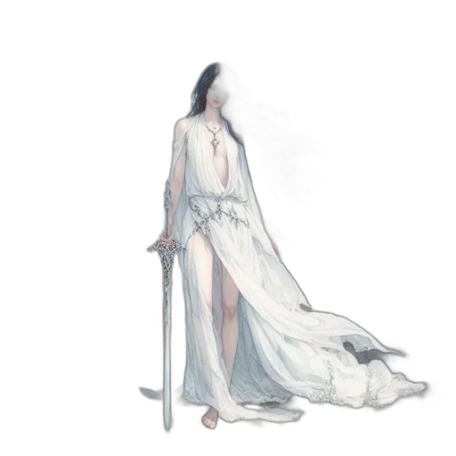 dress, sword, staff, weapon, concept art, fantasy art, watercolor, pixel art transparent PNG cut-out