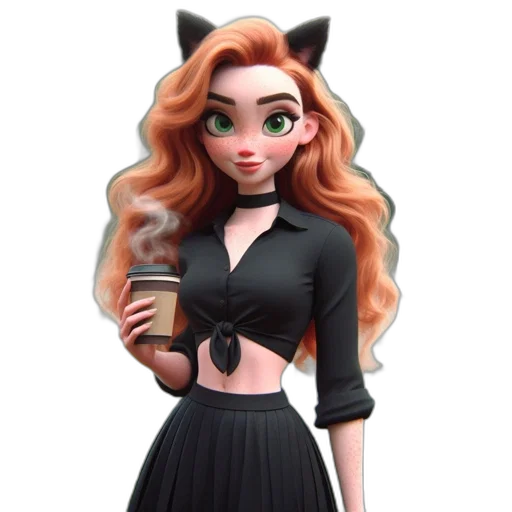 dress, staff, cartoon, 3d render, concept art, fantasy art, dark, monochrome transparent PNG cut-out