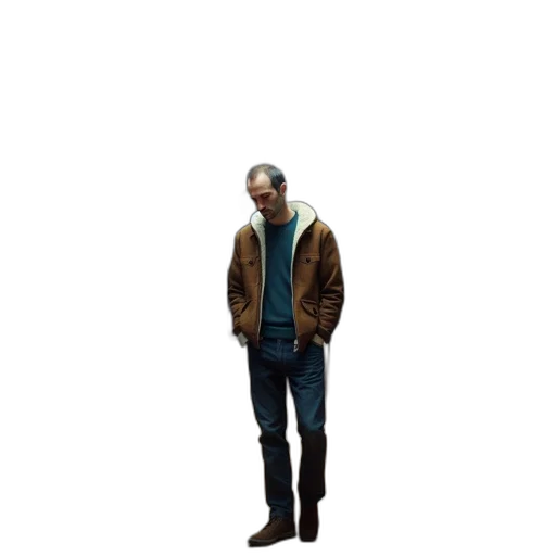 jacket, staff, animal, face, concept art, pixel art, 3d render, photorealistic transparent PNG cut-out