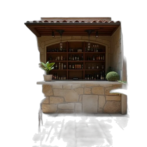 furniture, bottle, building, concept art, 3d render, photorealistic, fantasy art, rain transparent PNG cut-out