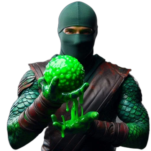 mask, weapon, creature, staff, concept art, pixel art, 3d render, green transparent PNG cut-out