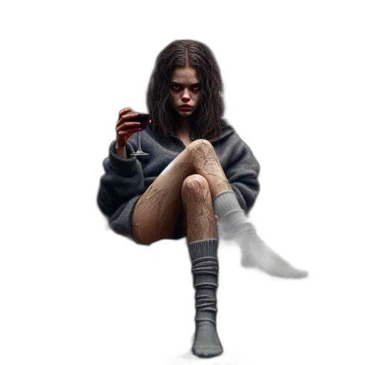jacket, shoes, creature, hair, concept art, cyberpunk, pixel art, photorealistic transparent PNG cut-out