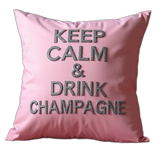 pink, cushion, glittery, texture, phrase, keep, calm, drink transparent PNG cut-out